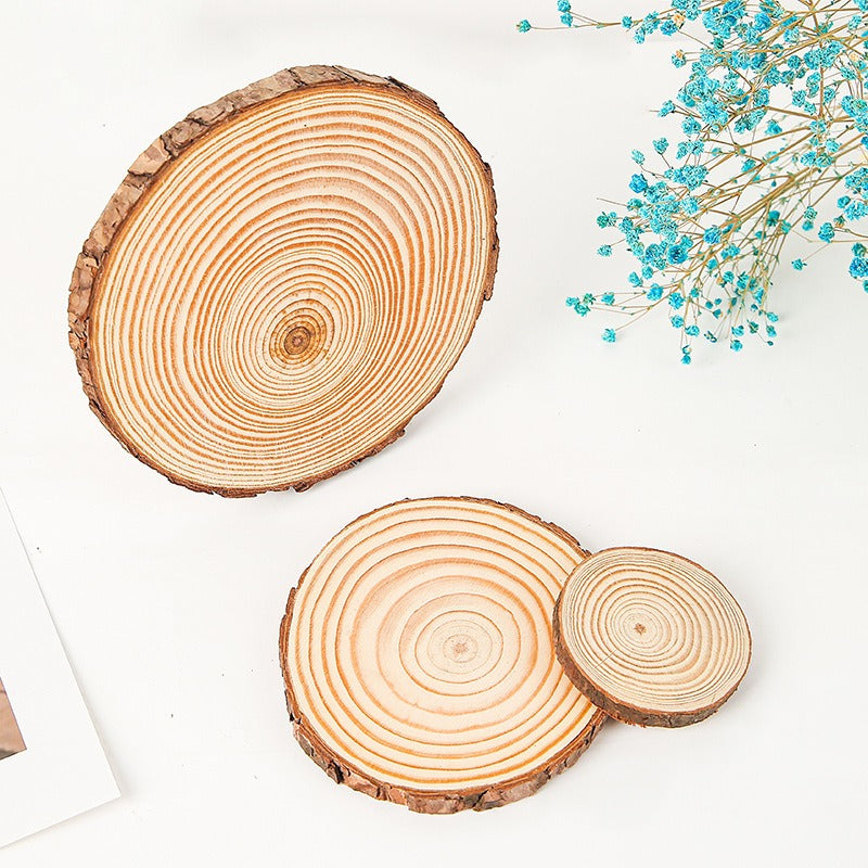 Round Wood Piece Handmade DIY Material Hand-Painted Year Round Piece Log Piece Background Wall Decoration Kindergarten Ring Creation Wood Piece