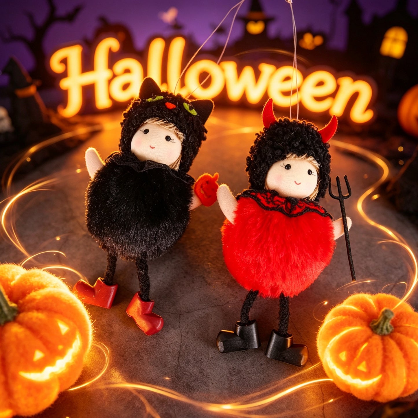 Halloween Hanging Decorations, Ghost Festival Bar Pumpkin Witch Decor, Broomstick Haunted House Props, KTV Decoration Supplies