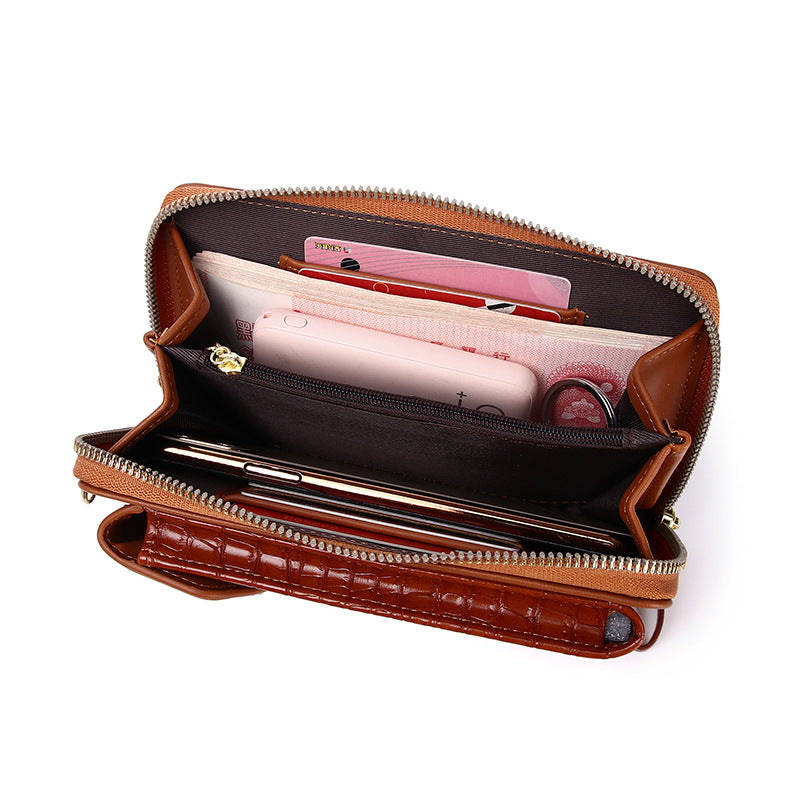 Mobile Phone Bag Ladies New Multi-Function Crossbody Vertical Bag Cover Mini One Shoulder Crocodile Pattern Coin Purse