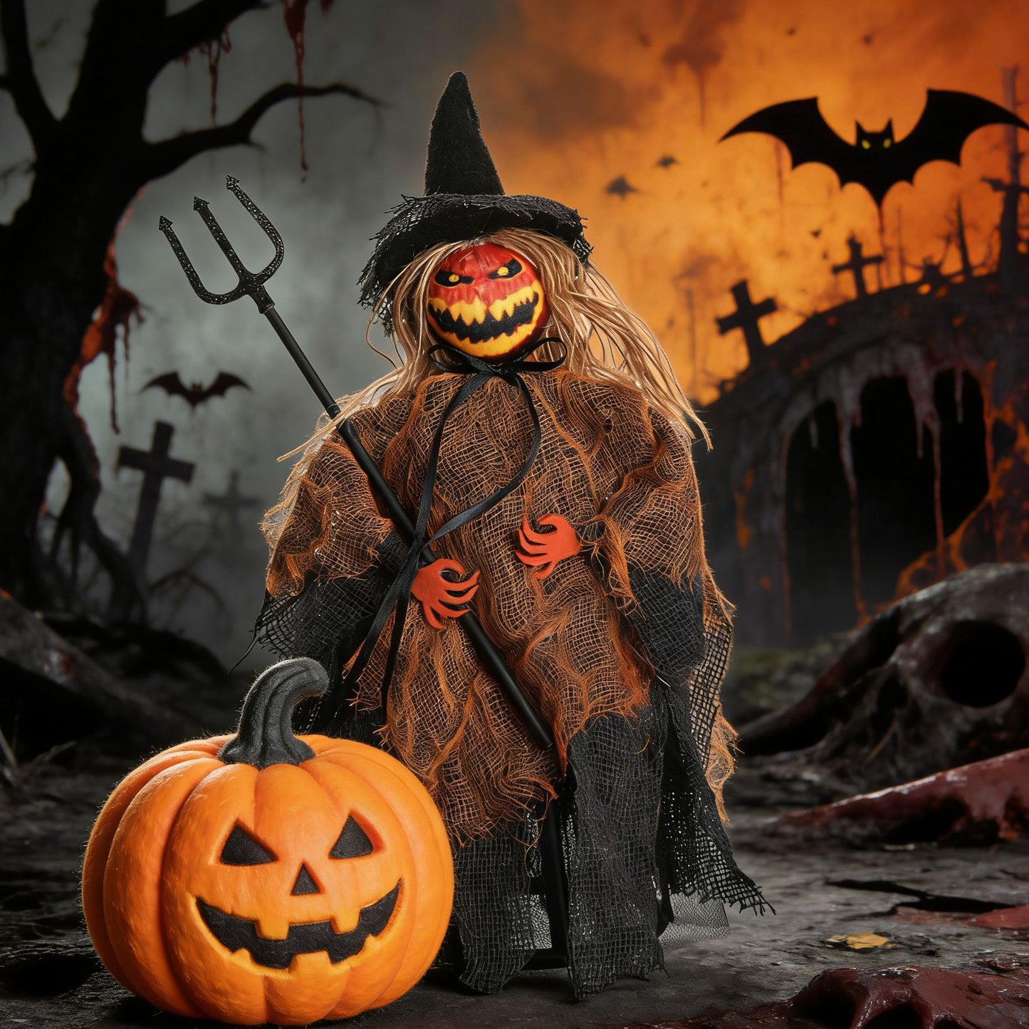 Halloween Decoration Ghost Pumpkin Tree Top Star Desktop Decor Figurine