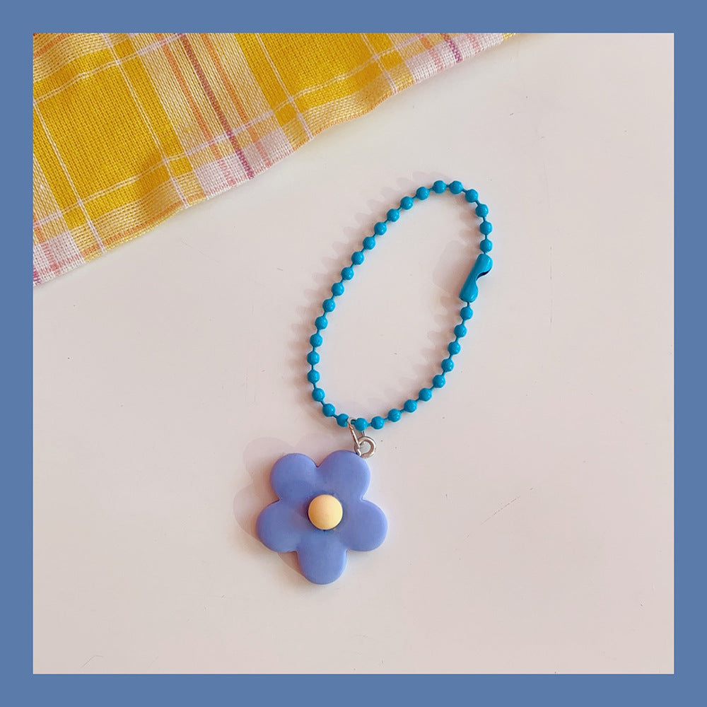 Japanese Cute Girl Heart Ins Color Flower Pendant Keychain Bag Coin Purse Pendant Flower Keychain