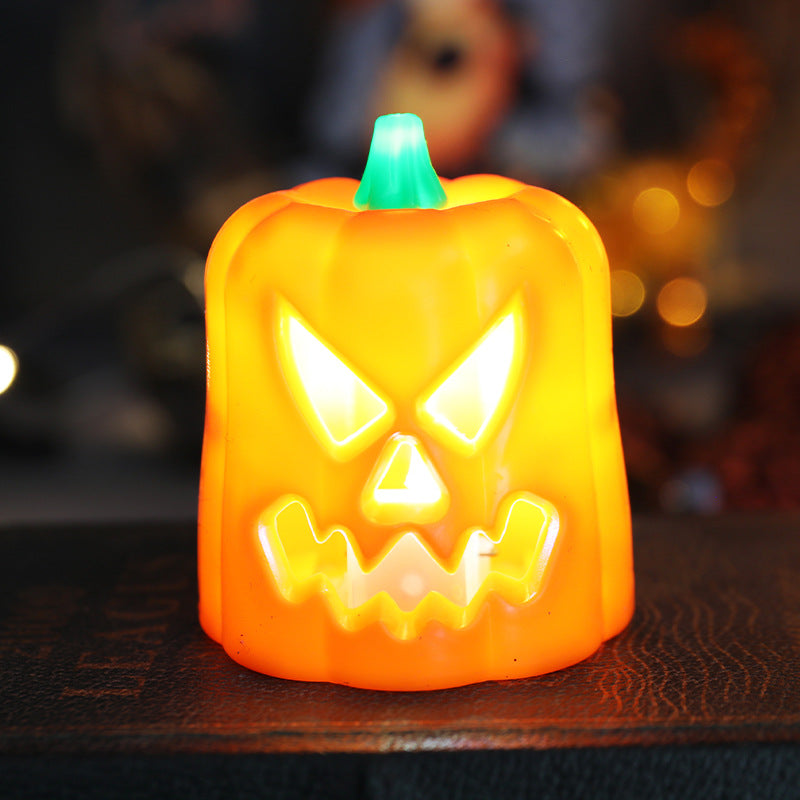 Halloween Pumpkin Lantern Electronic Candle Light Holder Portable Candlestick Night Light Halloween Decoration Prop Atmosphere Decoration