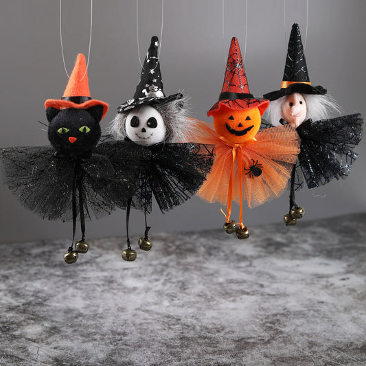 Halloween Decorations Party Bar Decor Pumpkin Ghost Witch Black Cat Hanging Ornaments Scary Witch Wall Hangings