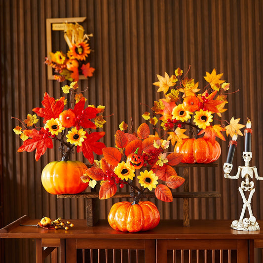 Harvest Festival Maple Leaf Artificial Pumpkin Halloween Decoration Ghost Festival Scene Decoration Prop