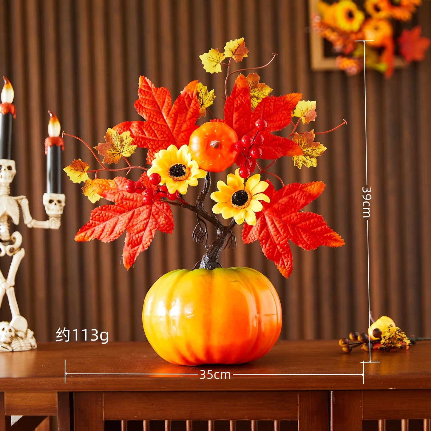 Harvest Festival Maple Leaf Artificial Pumpkin Halloween Decoration Ghost Festival Scene Decoration Prop
