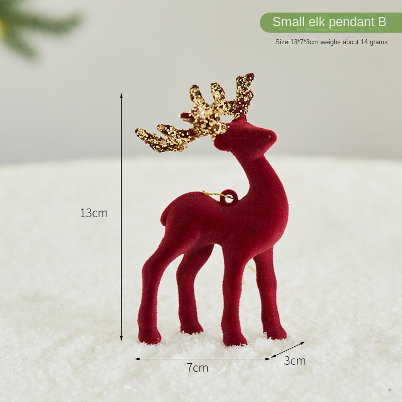 Christmas Glitter Flocked Reindeer Desk Decoration for Store Window Display, Festival Event Decor, Festive Atmosphere Deer Ornament
