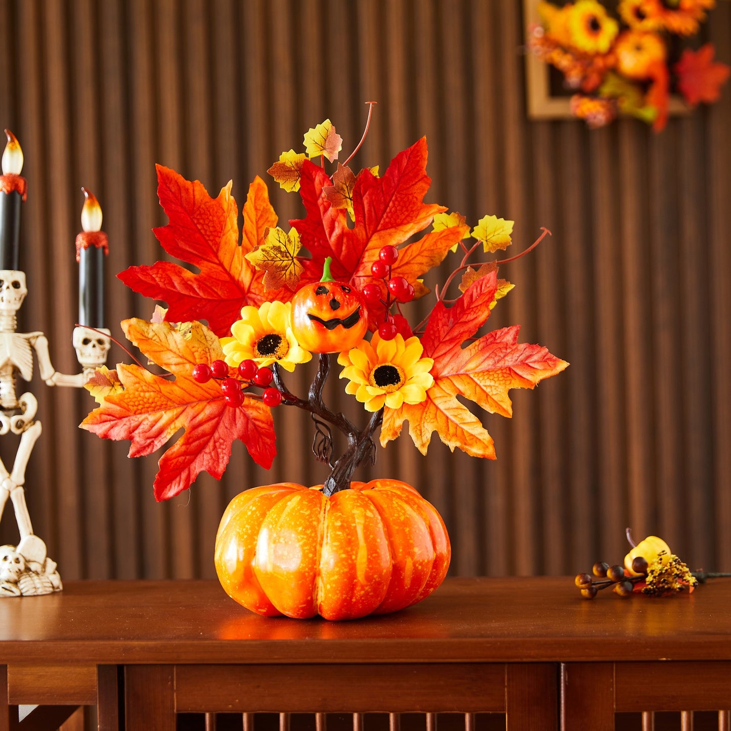 Harvest Festival Maple Leaf Artificial Pumpkin Halloween Decoration Ghost Festival Scene Decoration Prop
