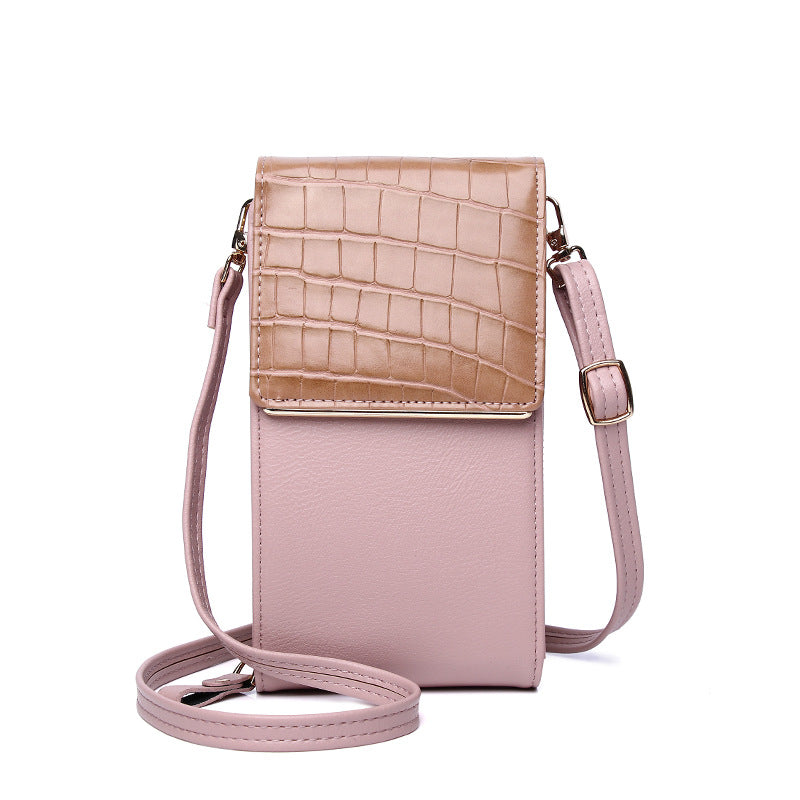 New Mobile Phone Bag Ladies Multi-Function One-Shoulder Diagonal Bag Cover Type Mini Stone Pattern Coin Purse