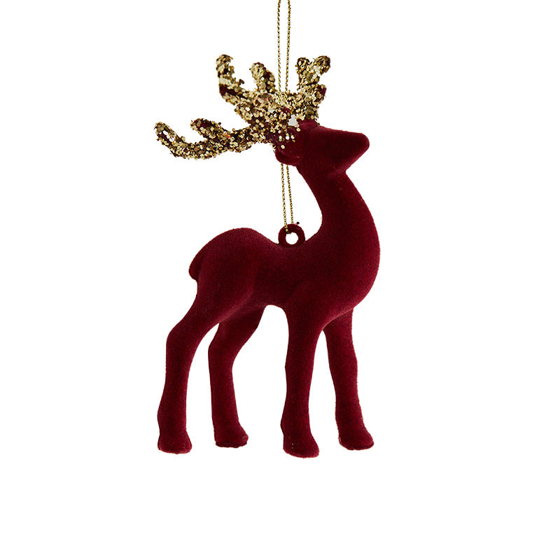Christmas Glitter Flocked Reindeer Desk Decoration for Store Window Display, Festival Event Decor, Festive Atmosphere Deer Ornament