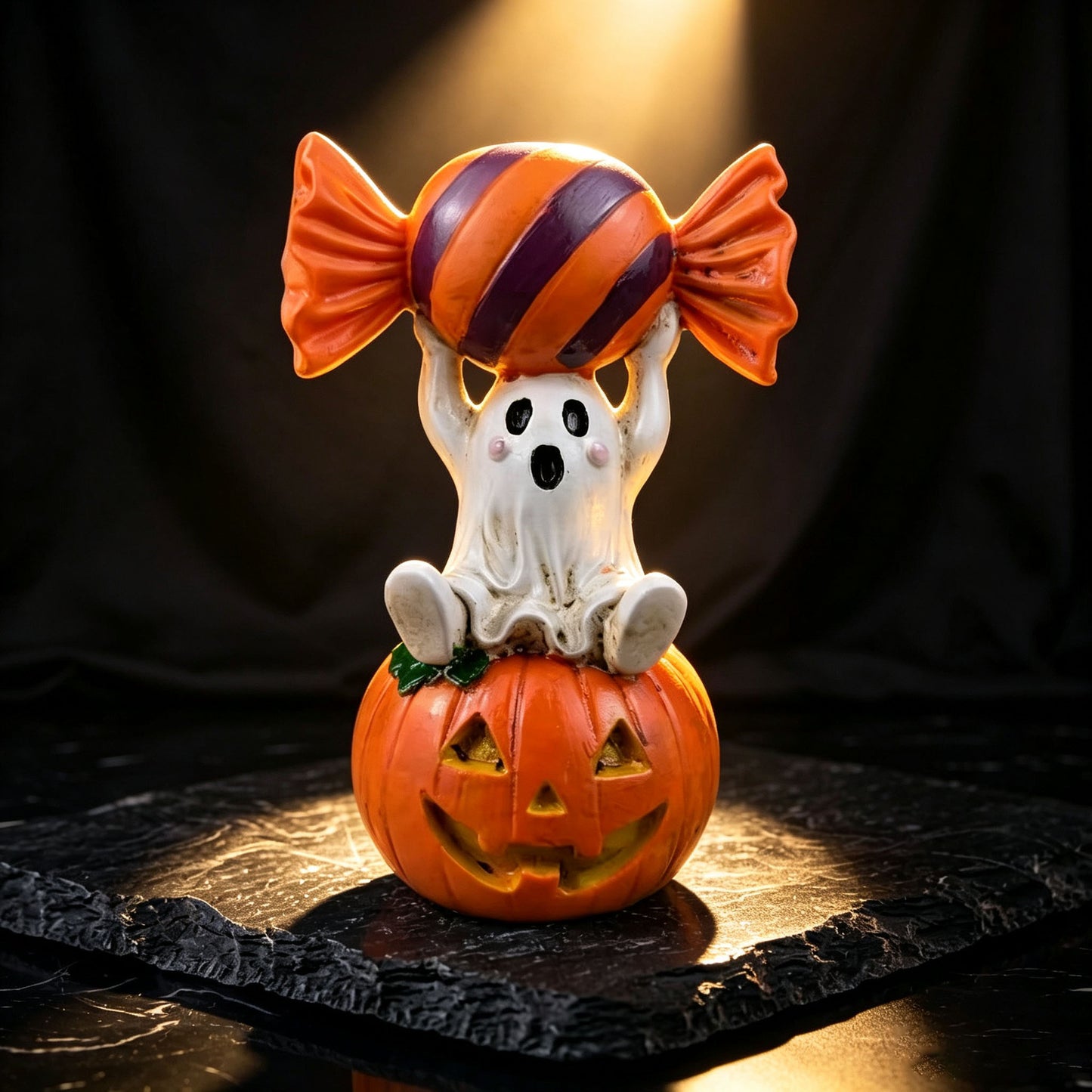 Halloween Candy Ghost Pumpkin Resin Figurine Autumn Atmosphere Desk Statue Party Decoration Decorative Item