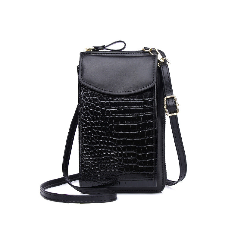 Mobile Phone Bag Ladies New Multi-Function Crossbody Vertical Bag Cover Mini One Shoulder Crocodile Pattern Coin Purse
