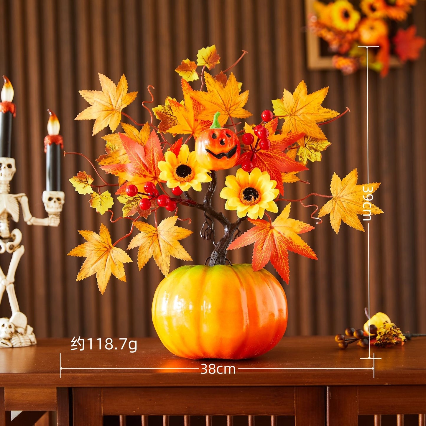 Harvest Festival Maple Leaf Artificial Pumpkin Halloween Decoration Ghost Festival Scene Decoration Prop