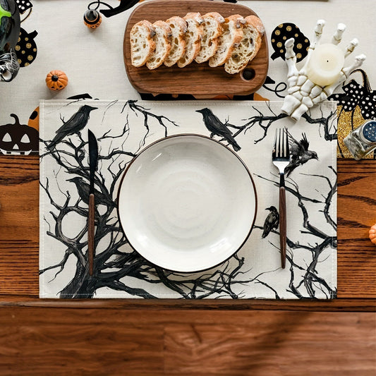 Halloween Black Crow Meal Mat Ghost Festival Atmosphere Decoration Home Decoration Horror Restaurant Decoration Insulation Mat