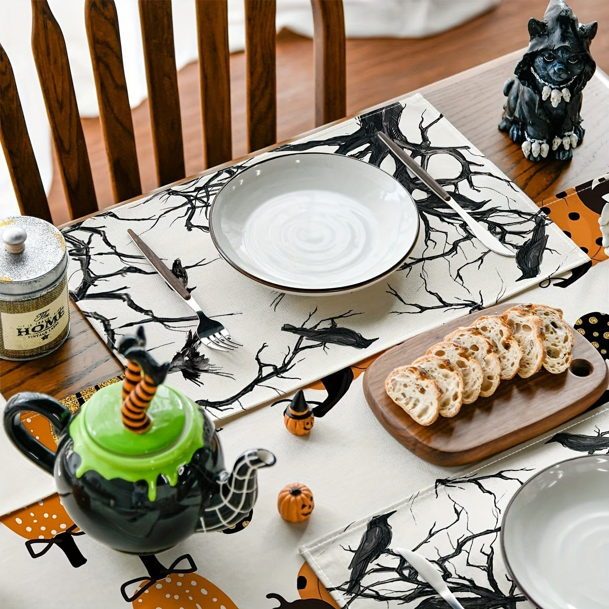 Halloween Black Crow Meal Mat Ghost Festival Atmosphere Decoration Home Decoration Horror Restaurant Decoration Insulation Mat