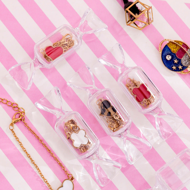Transparent Candy Shaped Jewelry Box Net Red Girl Heart Earrings Earrings Storage Box Mini Portable Jewelry Box