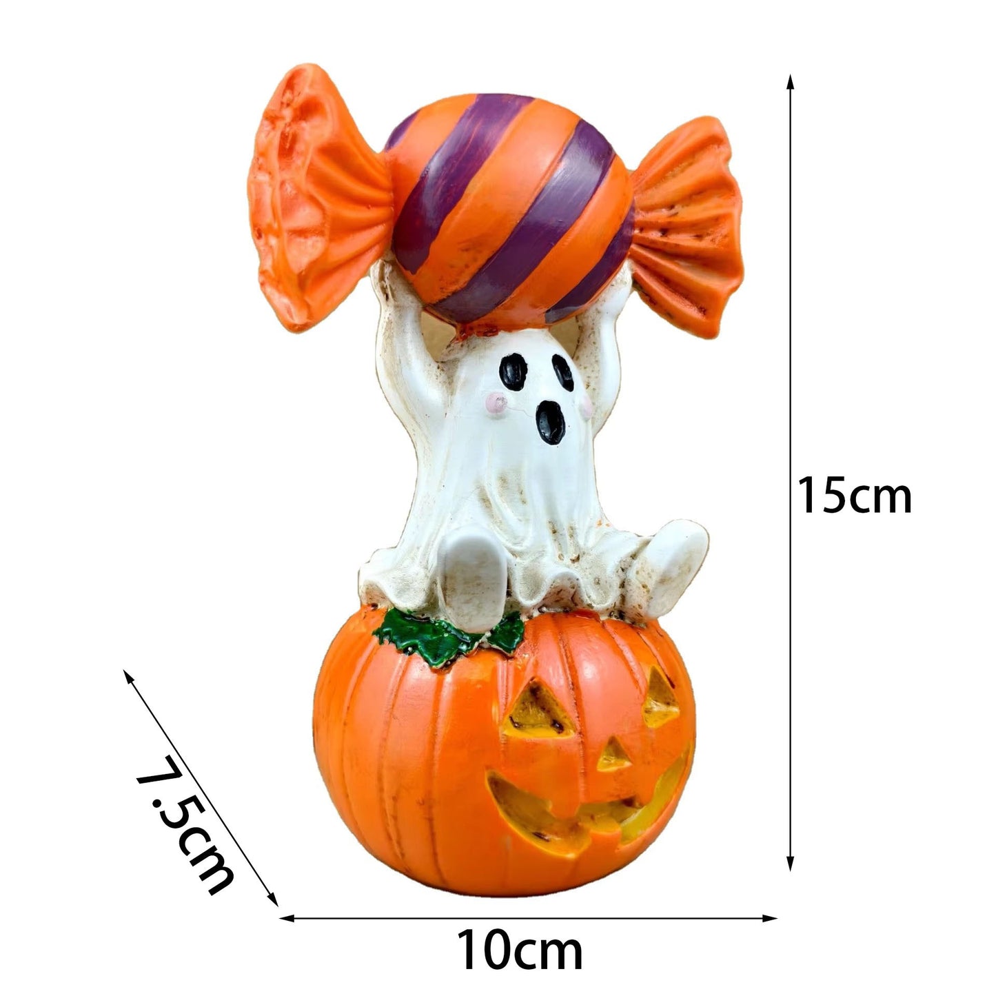 Halloween Candy Ghost Pumpkin Resin Figurine Autumn Atmosphere Desk Statue Party Decoration Decorative Item