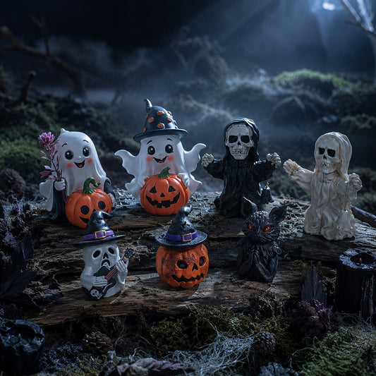 Halloween Resin Decoration Ghost Pumpkin Skull Black Cat Vintage Desk Halloween Atmosphere Decor Craft