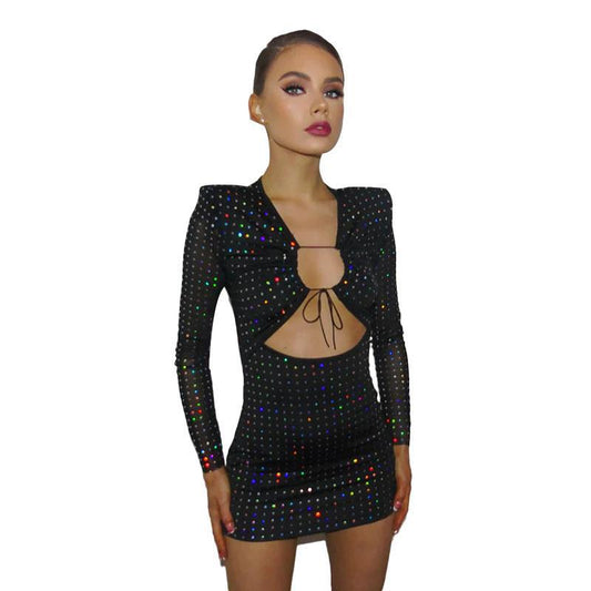 Laser micro transparent slim fit hip hugging dress