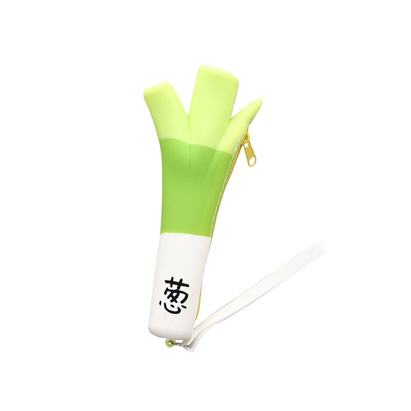 Creative Green Onion Banana Pencil Bag Silicone Pencil Case Student Stationery Storage Coin Purse
