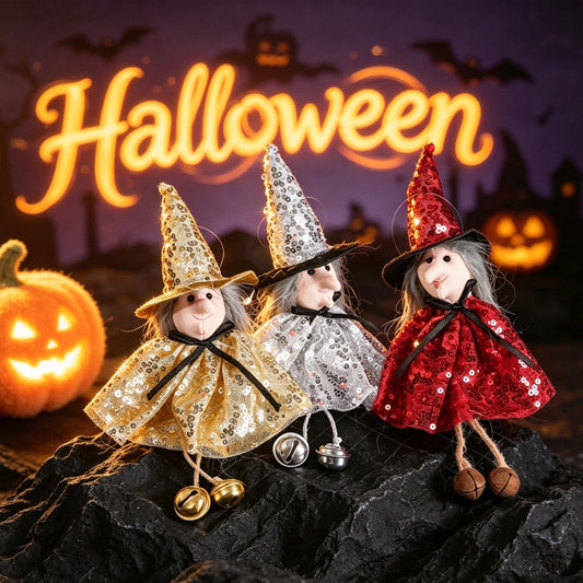 Halloween Decoration Props Cartoon Tulle Skirt Bell Hanging Ornament Pumpkin Witch Hanging Decor Pumpkin Hanging Ornament
