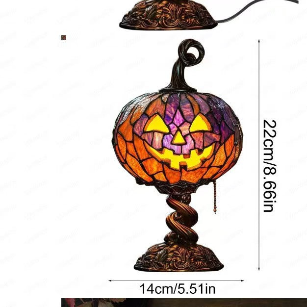 Halloween Glowing Ghost Bat Pumpkin Table Lamp Resin Craft Creative Home Decor Ornament