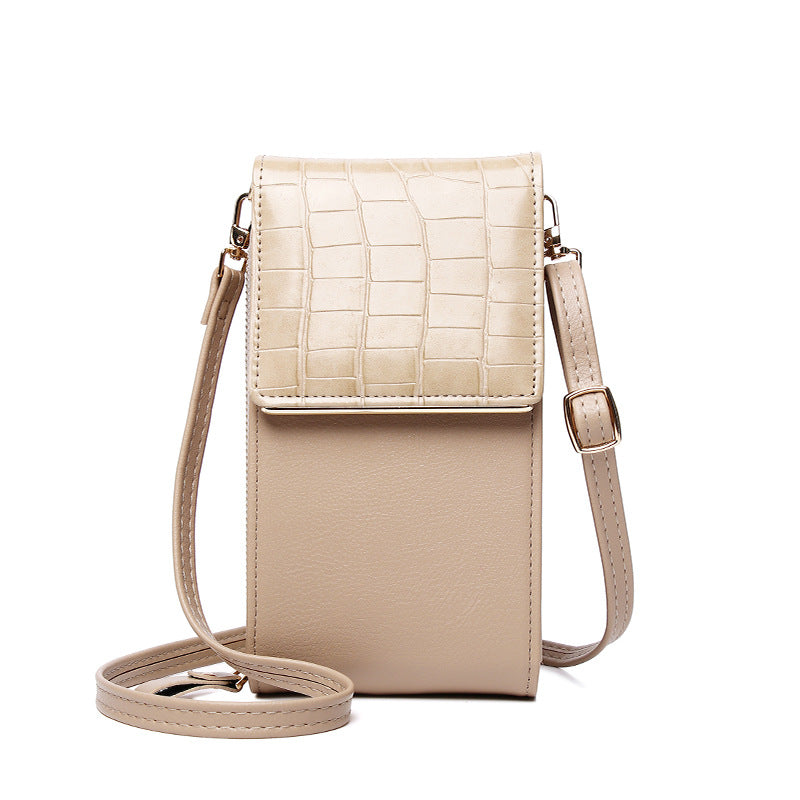 New Mobile Phone Bag Ladies Multi-Function One-Shoulder Diagonal Bag Cover Type Mini Stone Pattern Coin Purse