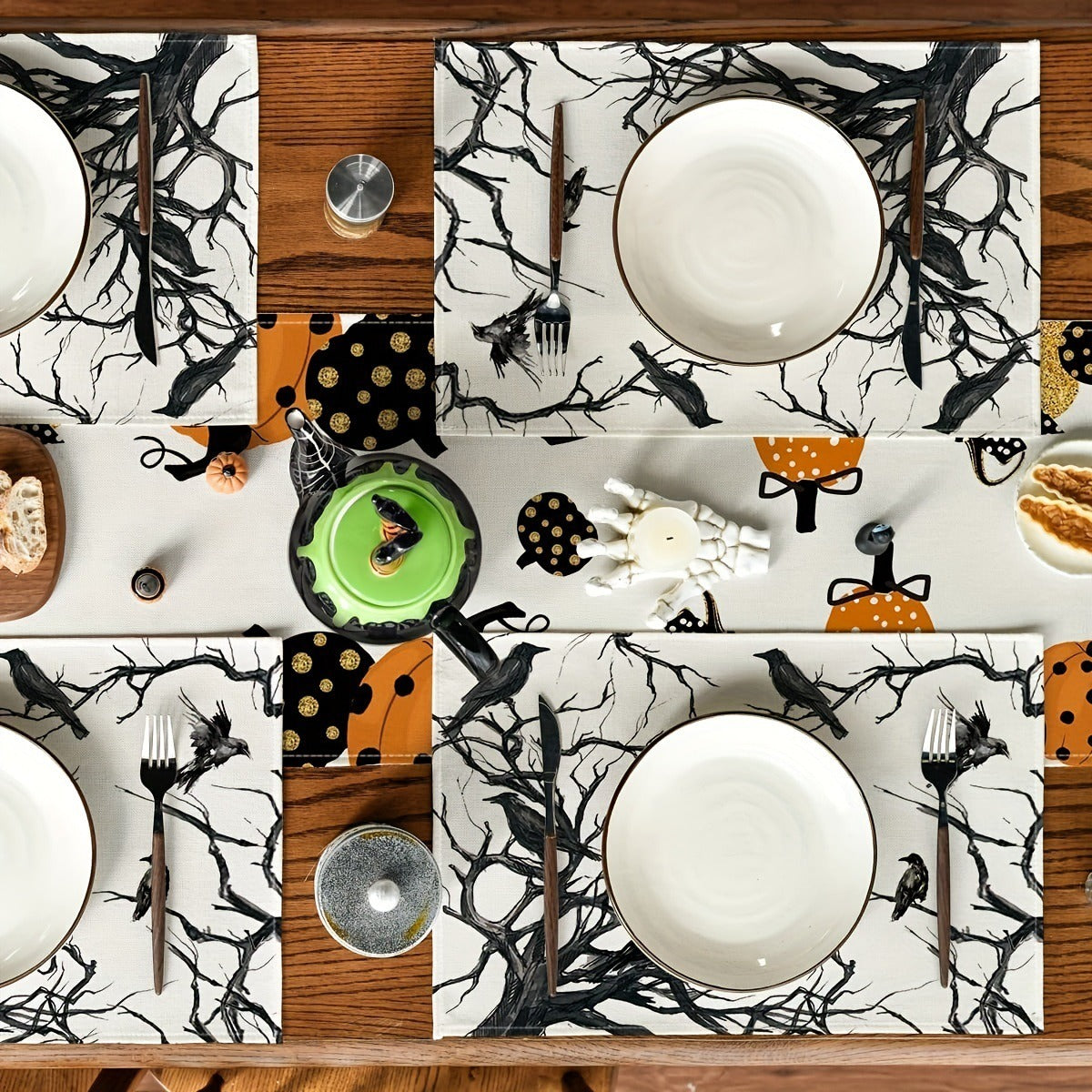 Halloween Black Crow Meal Mat Ghost Festival Atmosphere Decoration Home Decoration Horror Restaurant Decoration Insulation Mat