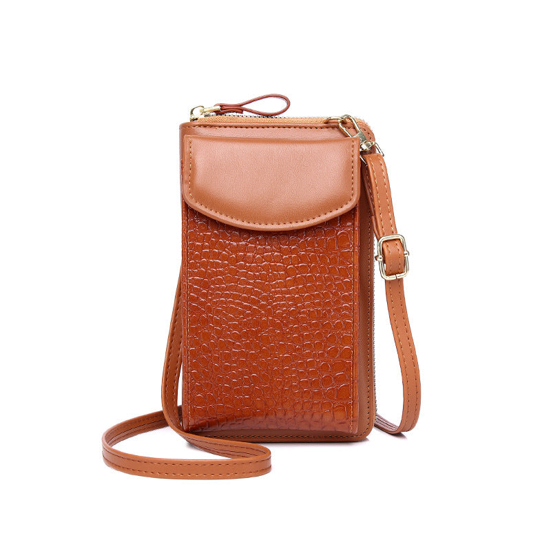 Mobile Phone Bag Ladies New Multi-Function Crossbody Vertical Bag Cover Mini One Shoulder Crocodile Pattern Coin Purse