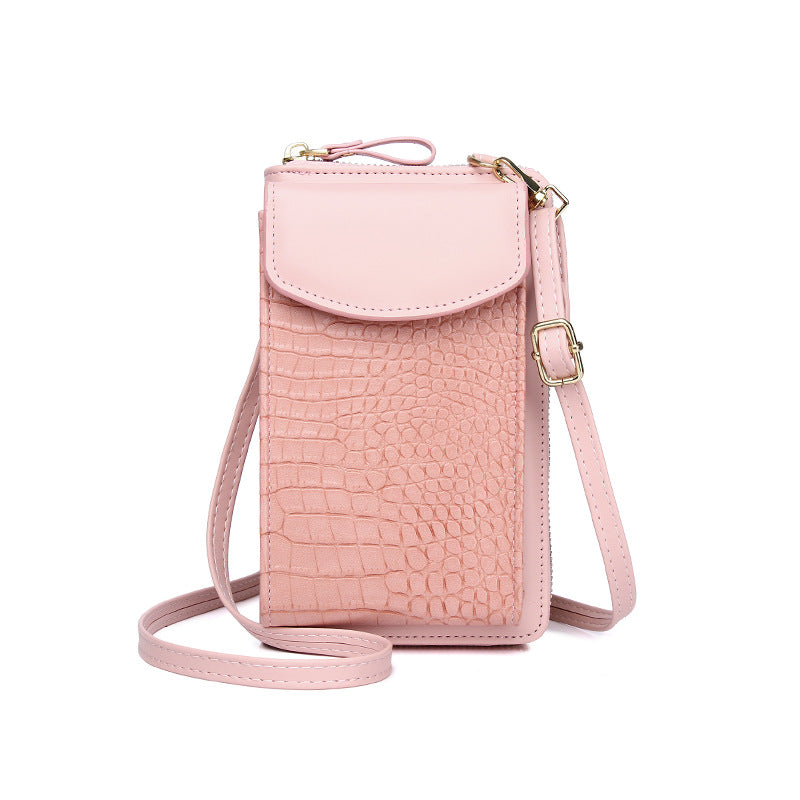 Mobile Phone Bag Ladies New Multi-Function Crossbody Vertical Bag Cover Mini One Shoulder Crocodile Pattern Coin Purse