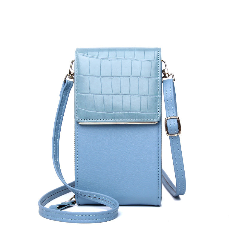 New Mobile Phone Bag Ladies Multi-Function One-Shoulder Diagonal Bag Cover Type Mini Stone Pattern Coin Purse